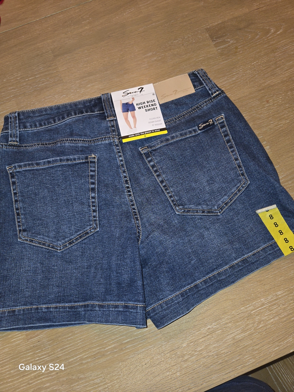 Seven7 Classic Dark Blue High-Rise Weekend Short Denim Shorts Womens 8 New